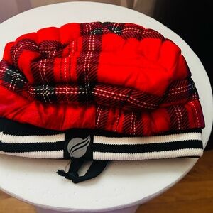 THINK ROYLN Beanie Hat Red & Black Plaid Free People #lifeonthefly Puffer